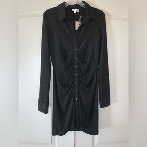 Black glitter bodycon long sleeve dress